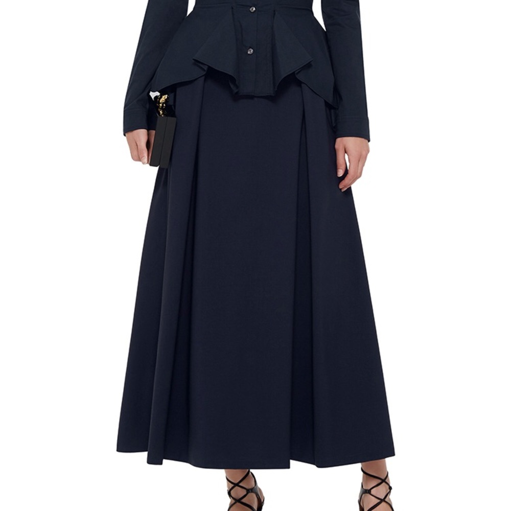 Zac Posen A-line navy light wool skirt